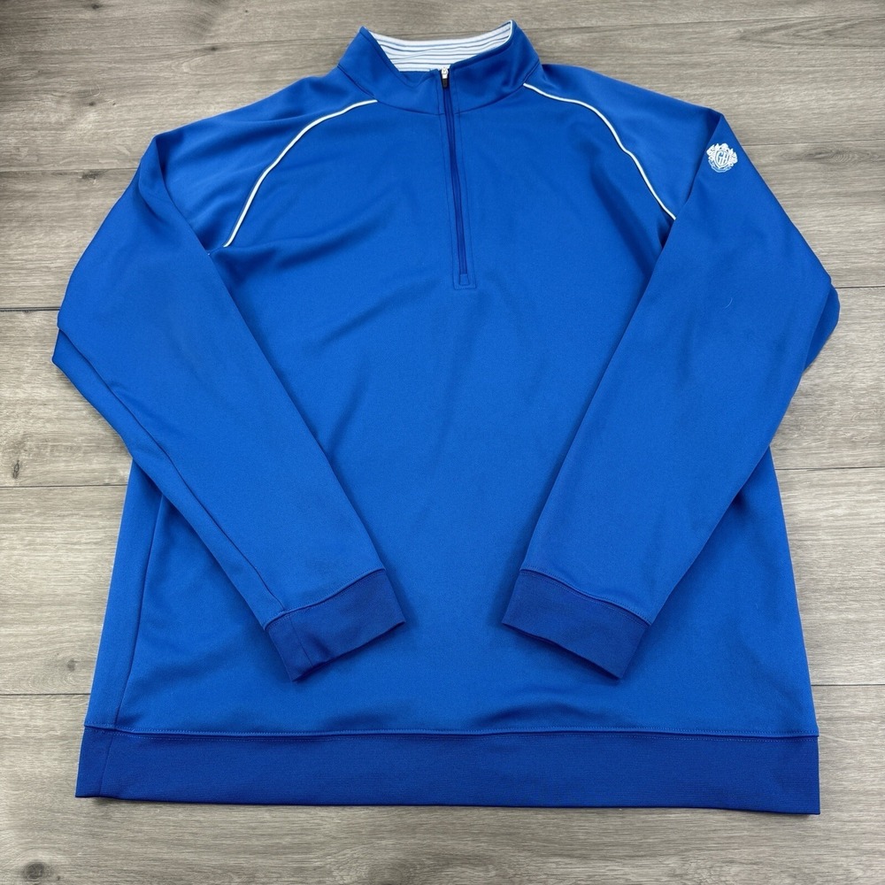 Straight Down 1/4 Zip Performance Golf Pullover Mens Blue Glendale Course Logo